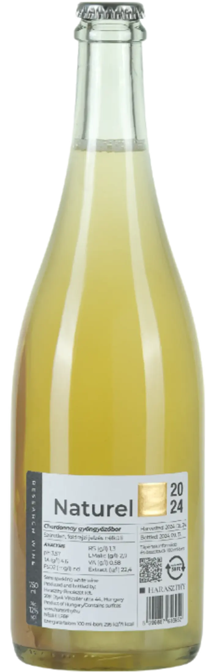 Haraszthy Pincészet Naturel Chardonnay Szűretlen gyöngyözőbor 2024