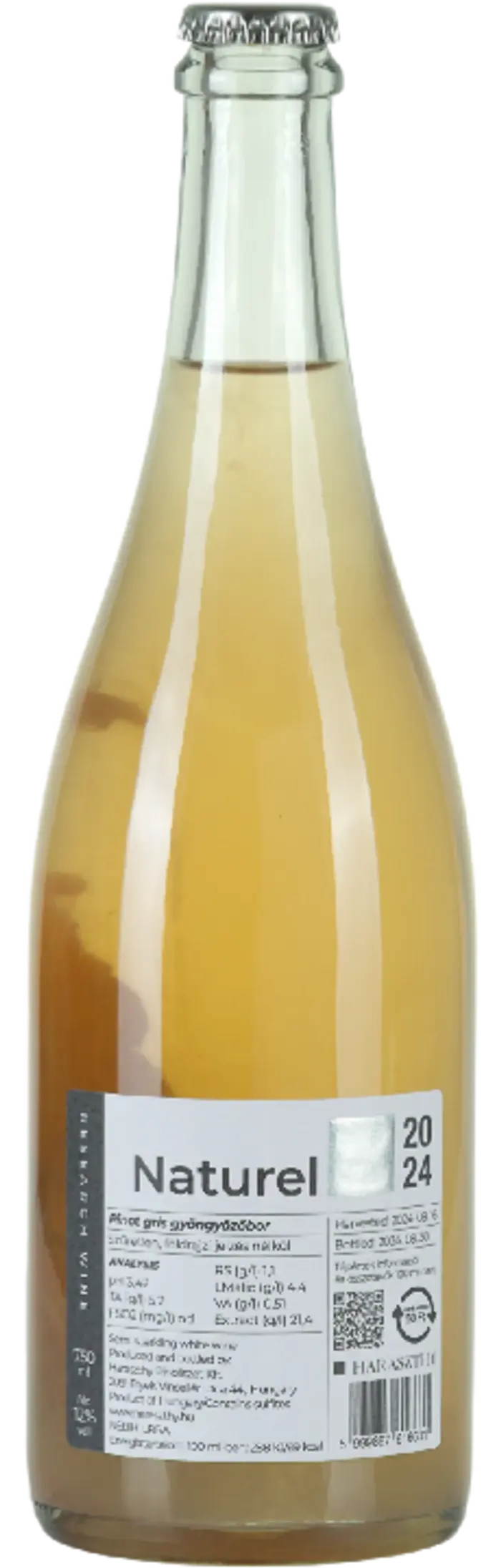 Haraszthy Pincészet Naturel Pinot Grigio szűretlen gyöngyözőbor 2024