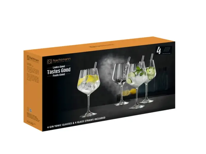 Nachtmann Tastes Good Gin&Tonic Set/4 + 4 Glass straw (103143)